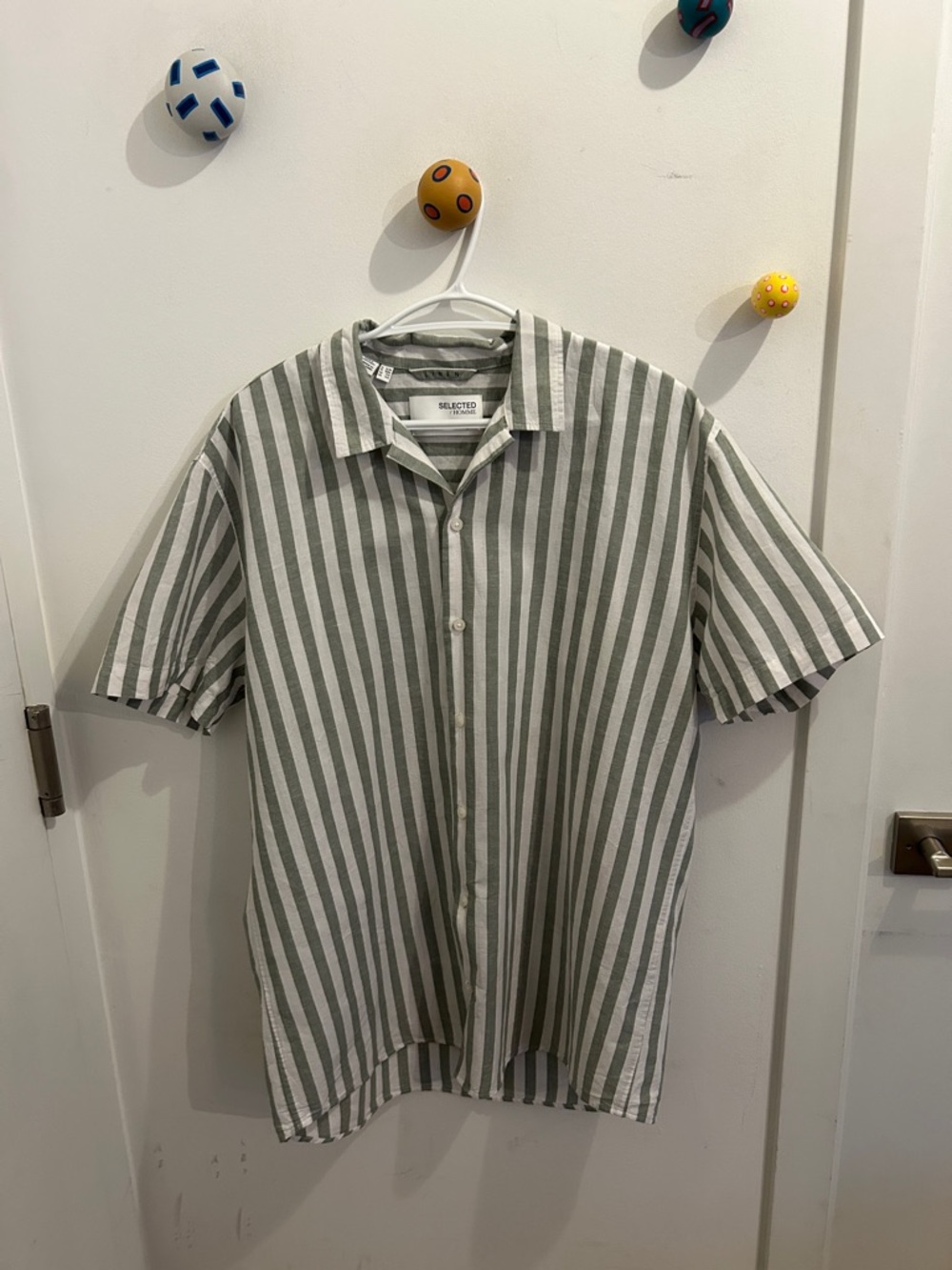 Green & White Striped Short-Sleeve Shirt